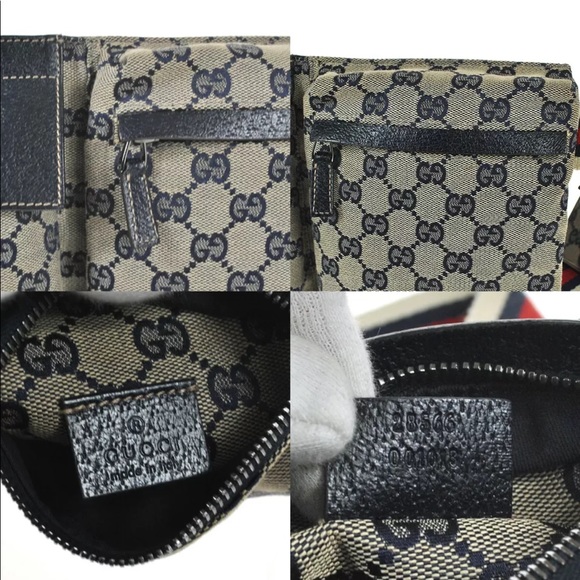 Authentic Gucci navy & grey monogram canvas waist bag fanny pack bum bag - Picture 9 of 14